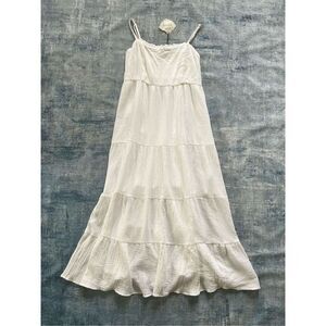 Knox Rose White  Boho Farmhouse Tiered Maxi Dress Women's XL